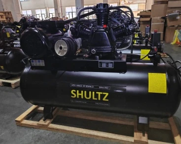 SHULTZ ইন্ডাস্ট্রিয়াল এয়ার কম্প্রেসারগুলি কাঠের ক্রেট প্যাকেজিং দ্বারা চালি...